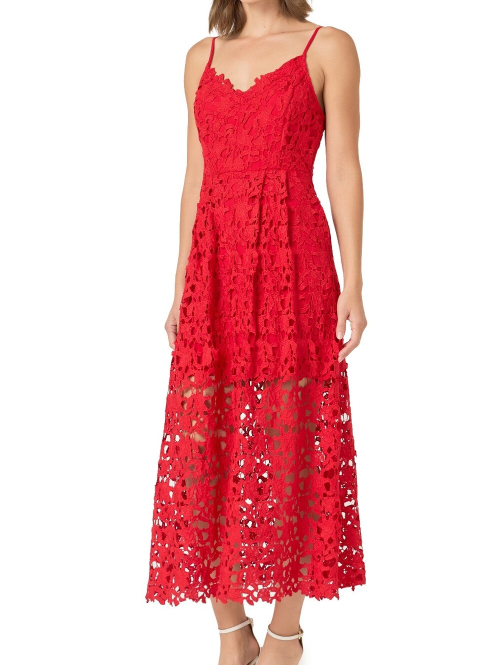 ASTR Red Lace Midi Dress - Picture 3 of 13